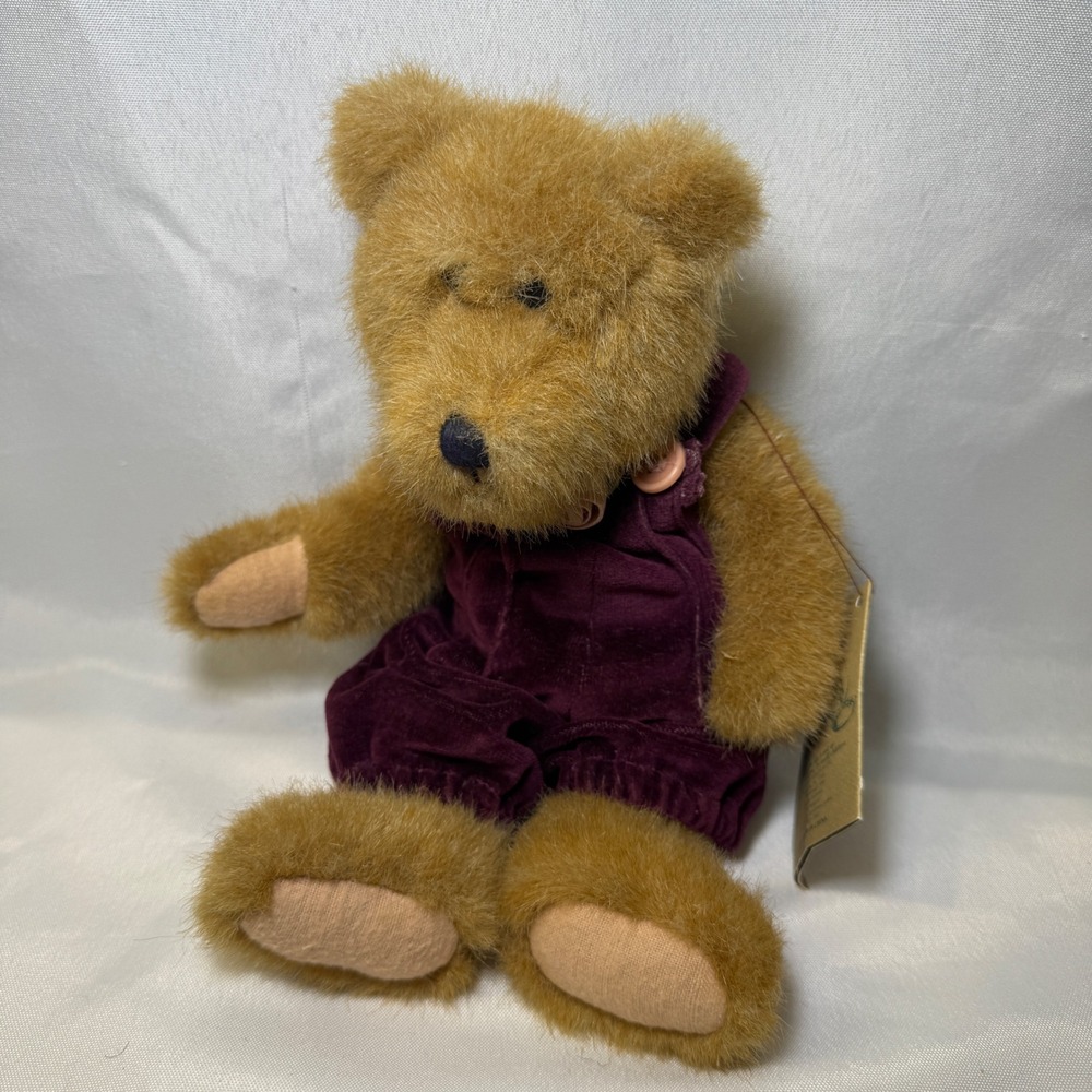 Vintage Boyds Bears J.B. Bean Series Teddy Bear Purple Velvet Romper Vintage 11"